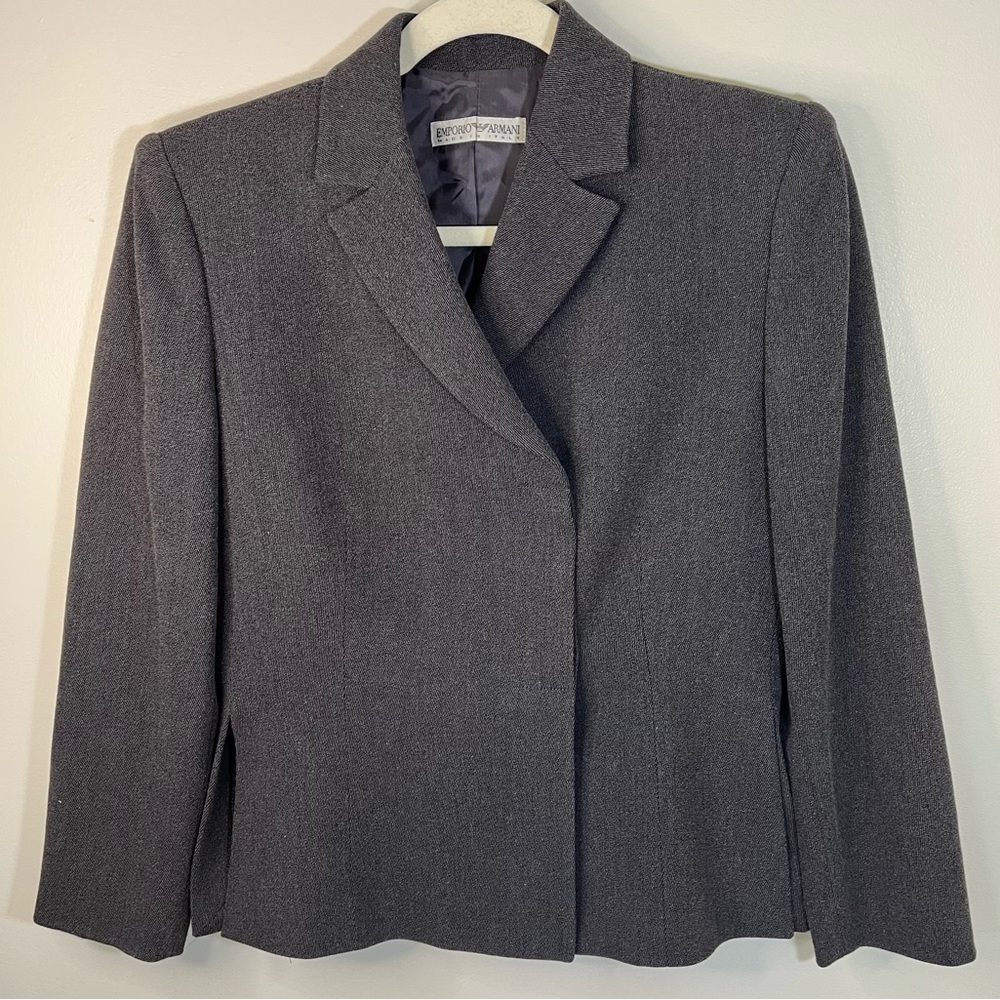 Emporio Armani Gray Wool Blend Women's Tailored Jacket Size 44 (Approx US 12)